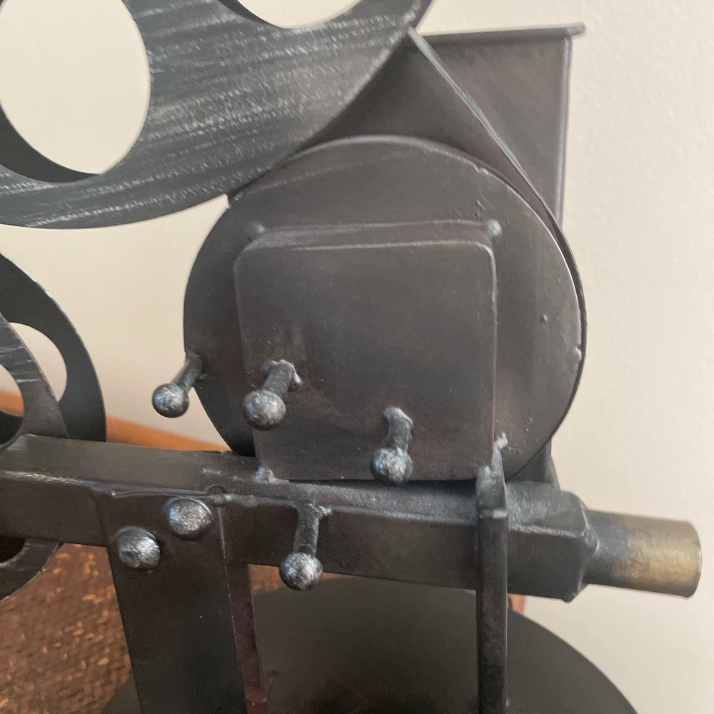 Vintage Movie Film Reel Style Desk Organizer Black Brown Metal - Picture 9 of 10